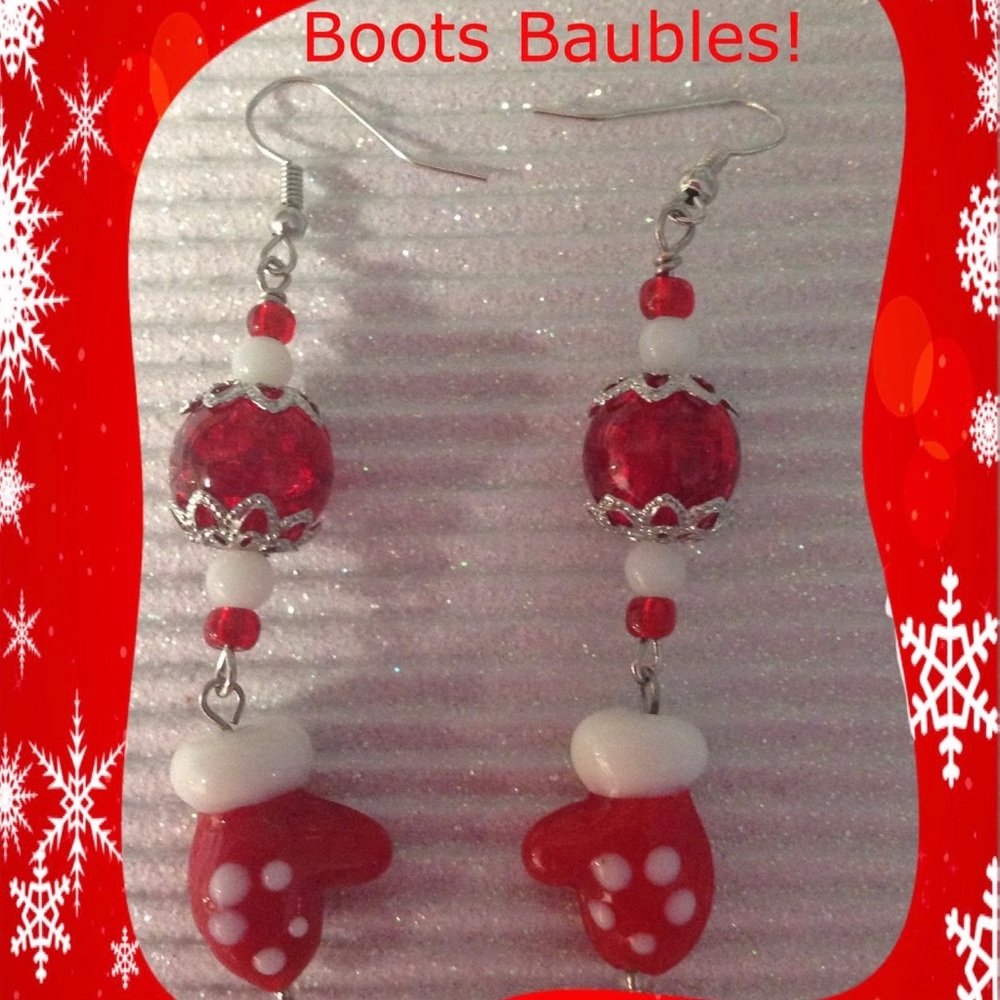 Handcrafted Christmas Mitten Earrings